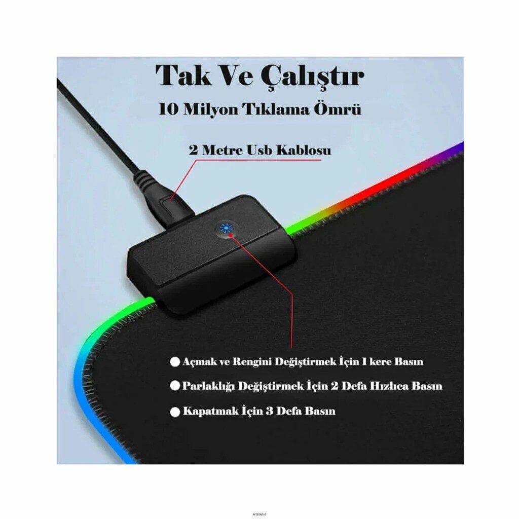 RGB Mouse Pad 75x30 - Kaymaz Taban RGB Işıklı Mousepad Gaming Pad - 6