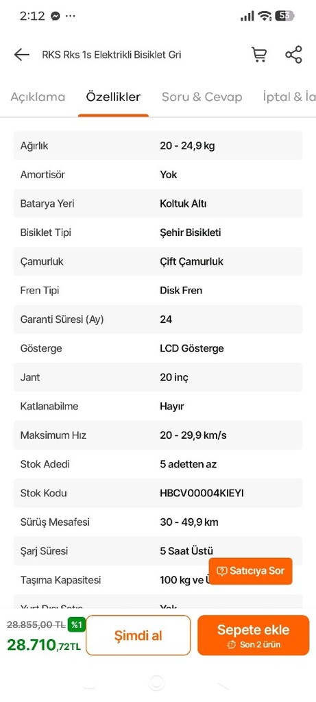RKS 1 s Elektrikli bisiklet renk siyah ve şarjı - 13