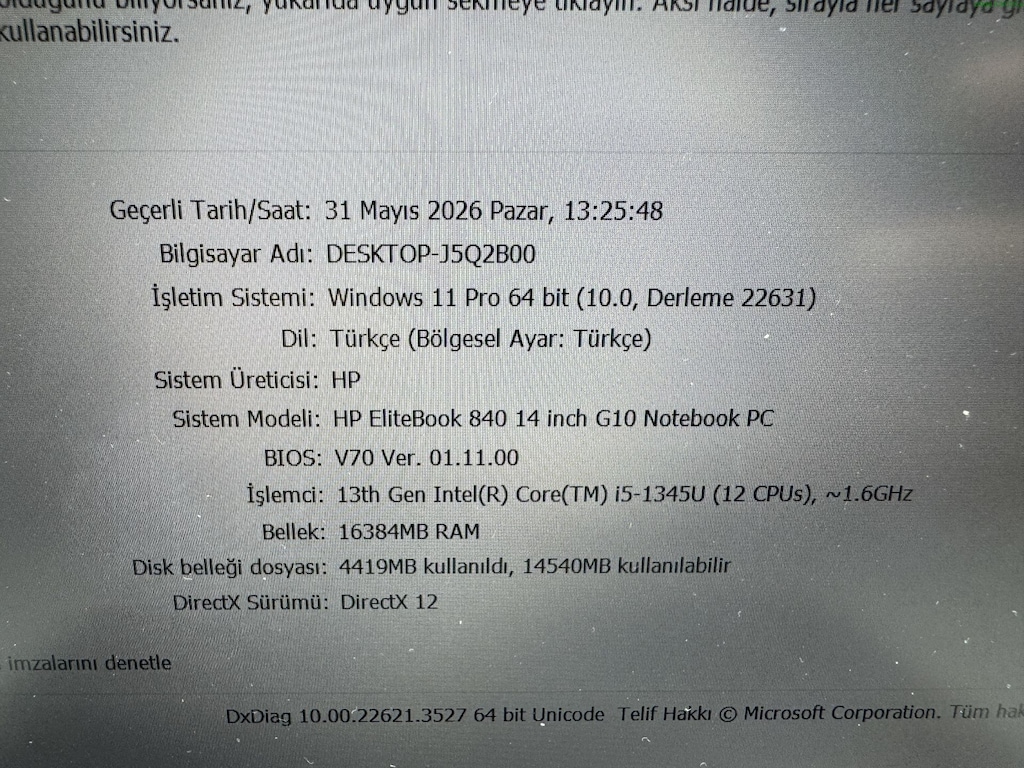 HP ELİTBOOK İ5 13. NESİL 16 GB RAM 256 M2SSD - 6