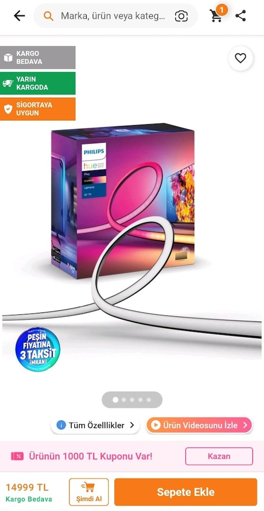 Philips hue lightstrip 55 inç şerit led - 6