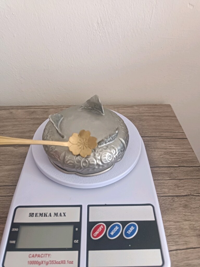 Nostaljik Çiçek Kaşıklı Metal Şekerlik / Lokumluk (100 gr) - 3