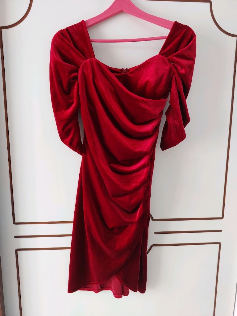 bordo kadife kıyafet - 2