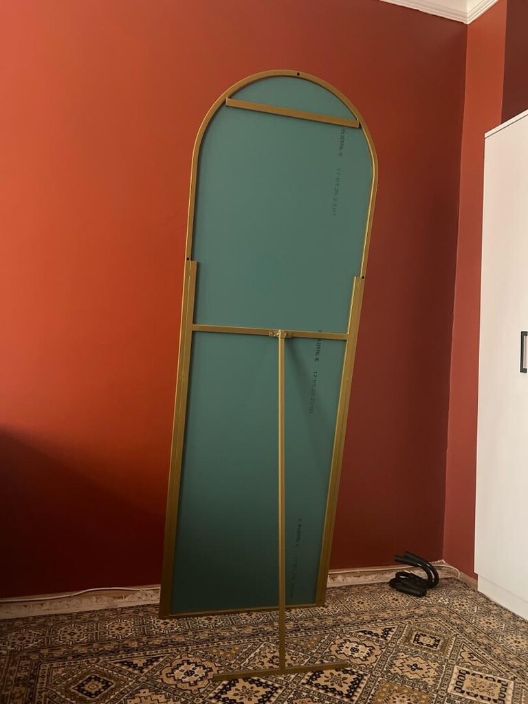 180x60cm Altın Metal Çerçeveli Ayaklı Boy Aynası - 2