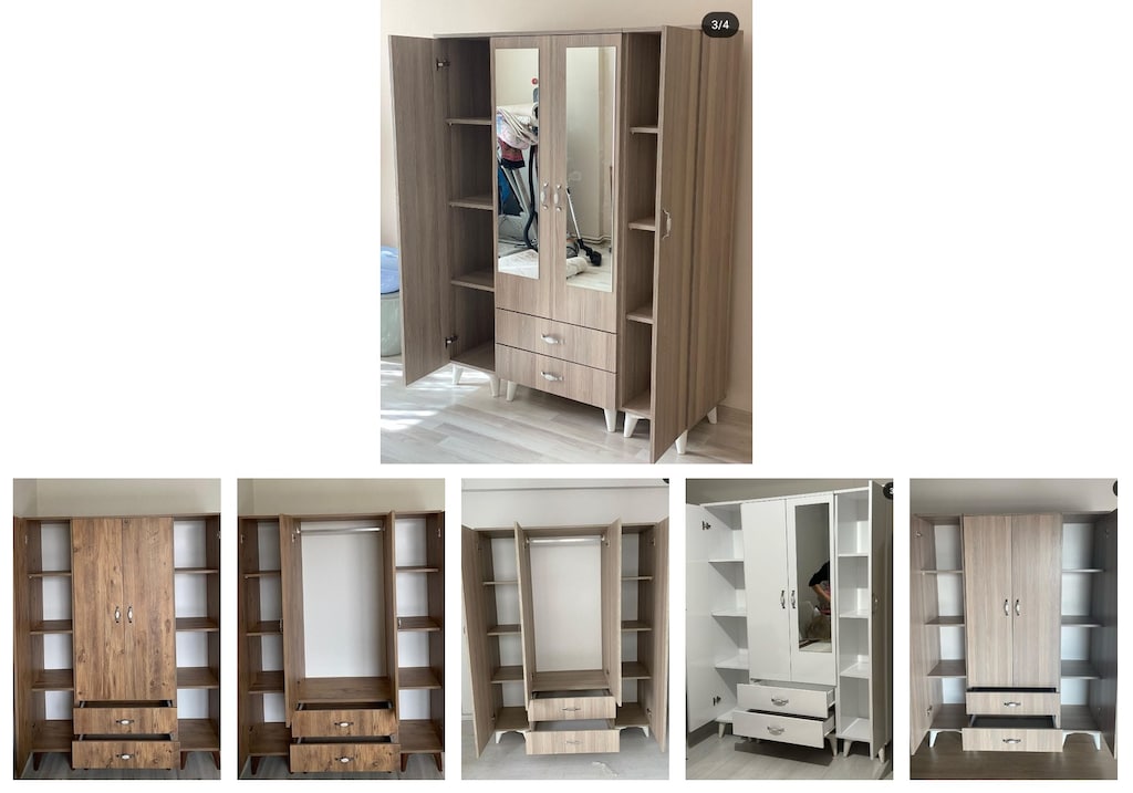 4 kapaklı elbise dolabı pybrualzym - 6