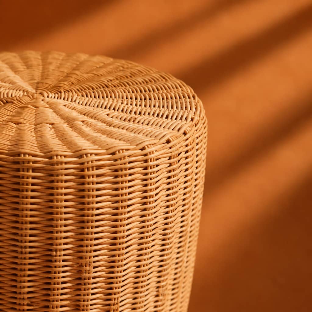 El Yapımı Rattan Sehpa ve Puf 35 cm – Sıfır - 5