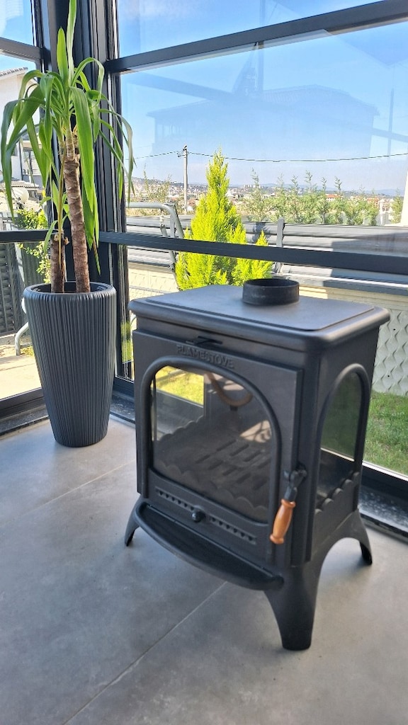 FLAME STOVE MODERN 3 CAMLI DÖKÜM SOBA - 3