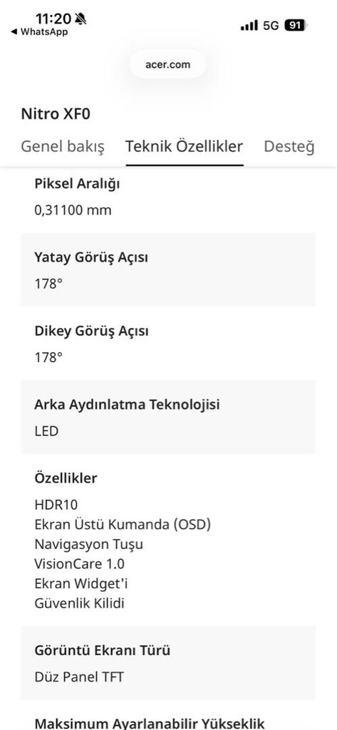 ACER Nitro XF270X1 Oyuncu Monitörü - 7