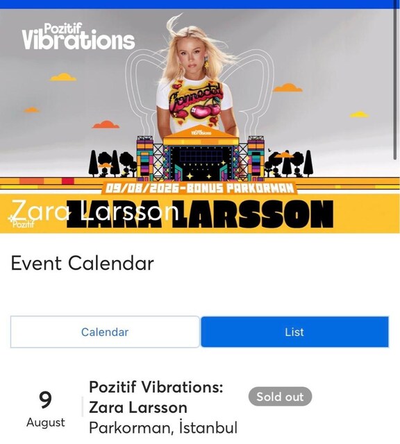 zara larsson genel alan 1 adet bilet