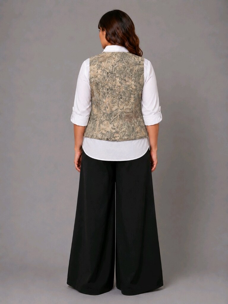 XXL Yelek + XL-XXL Gömlek + XL-XXL Pantolon Takım Kombin Kadın - 3