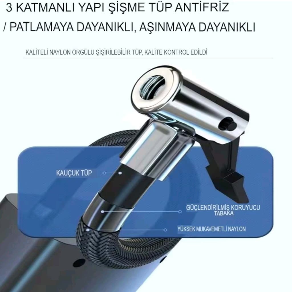 SLİM MODEL Göstergeli Lastik Hava Kompresörü Araba Oto Araç Lastik Şiş - 2