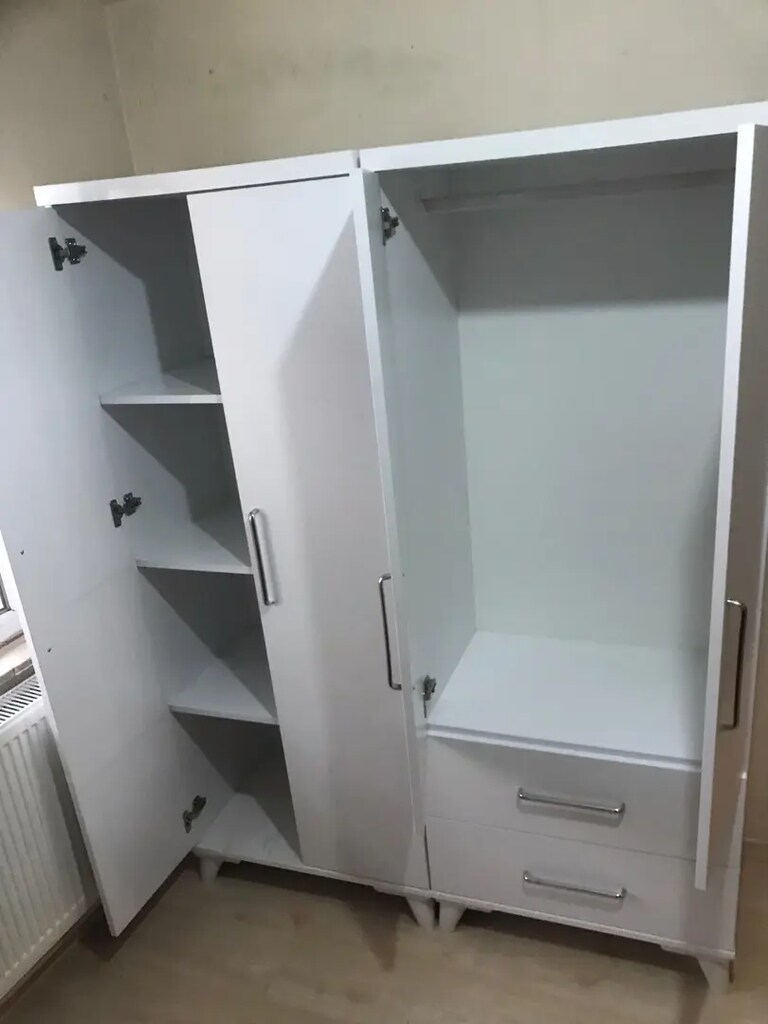 Sıfır aynalı kaliteli 4 kapılı elbise dolabı gardolap - 3