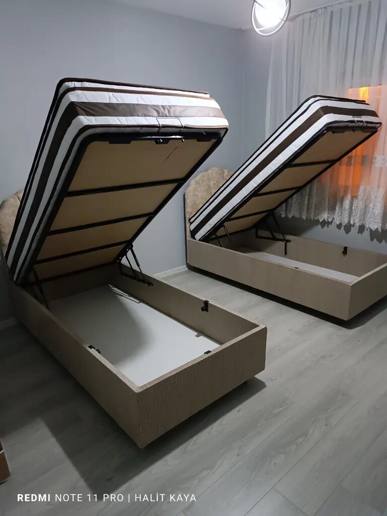 2 adet 90x190 baza başlık ultra ortopedik petli yatak - 2