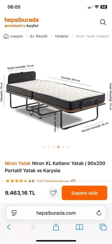 NİRON XL KATLANABİLİR YATAK SIFIRDAN FARKSIZ - 2
