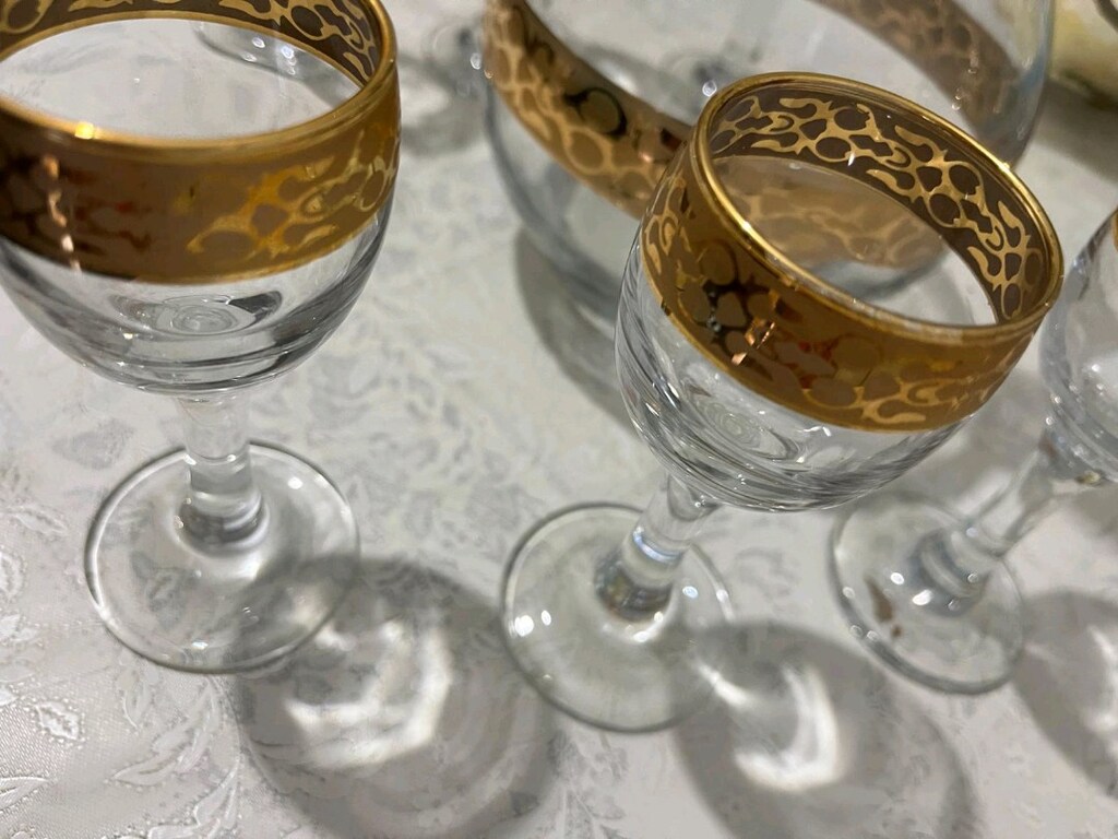 Altın varaklı antika likör takımı - 5