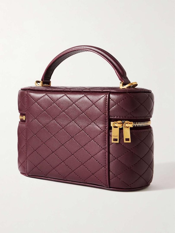ACİL YSL Saint Laurent Bordo Deri Mini Vanity Çanta (Kutusuyla) - 4
