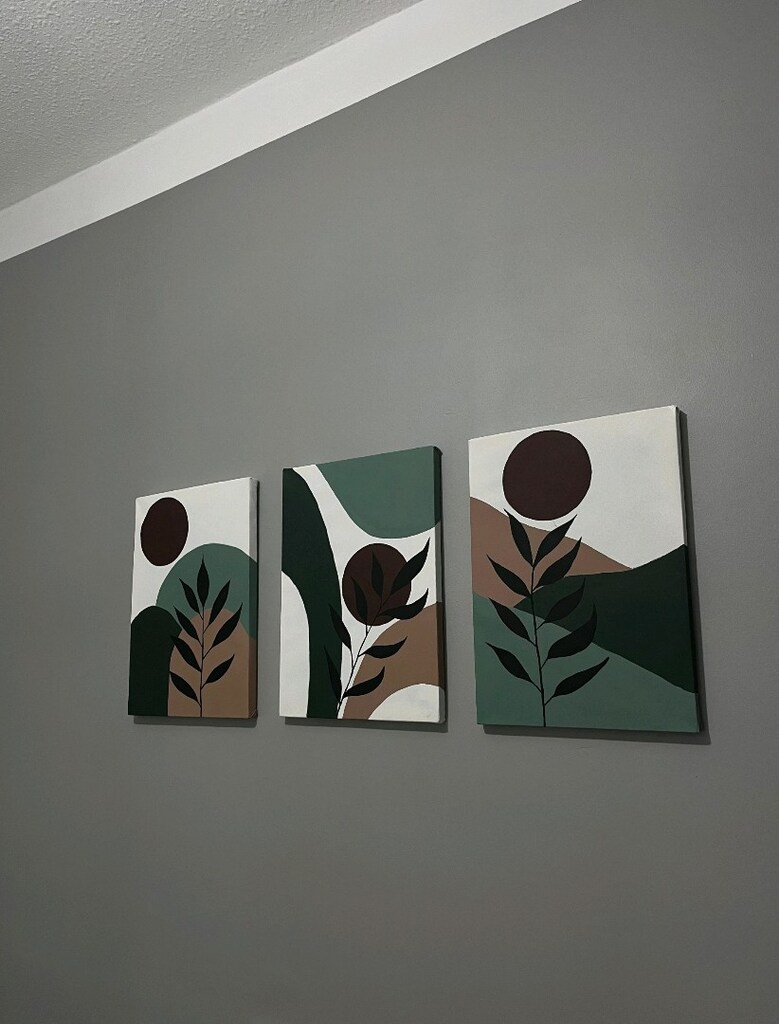 25×35 Ebatında Taual üzeri akrilik dekoratif bohem tablo 3 lü set - 2