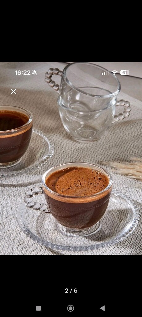 6lı boncuklu çay Nescafe fincan takımı - 2