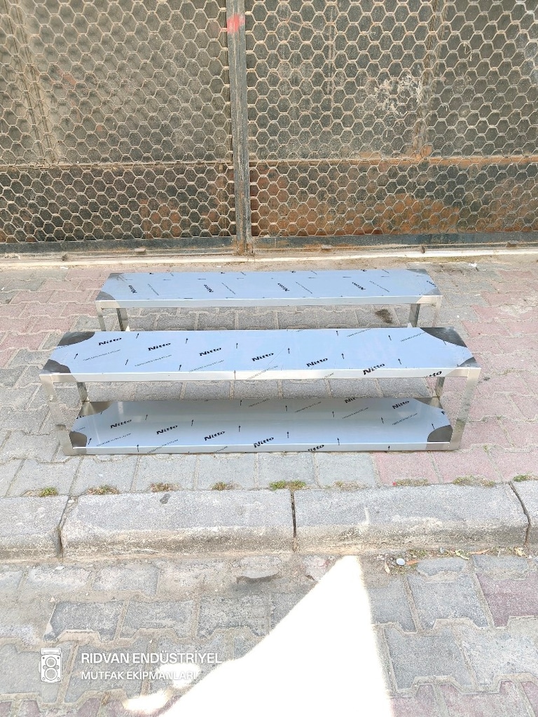 iki katlı duvar rafı krom duvar raf endüstriyel hazır mutfak krom raf - 4