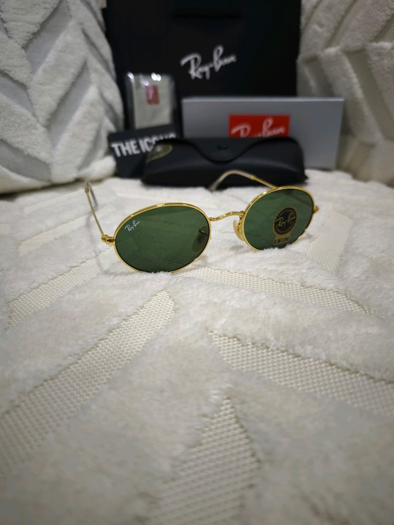 Ray-Ban 3547 Oval Yeşil Camlı Altın Çerçeve Güneş Gözlüğü - 2