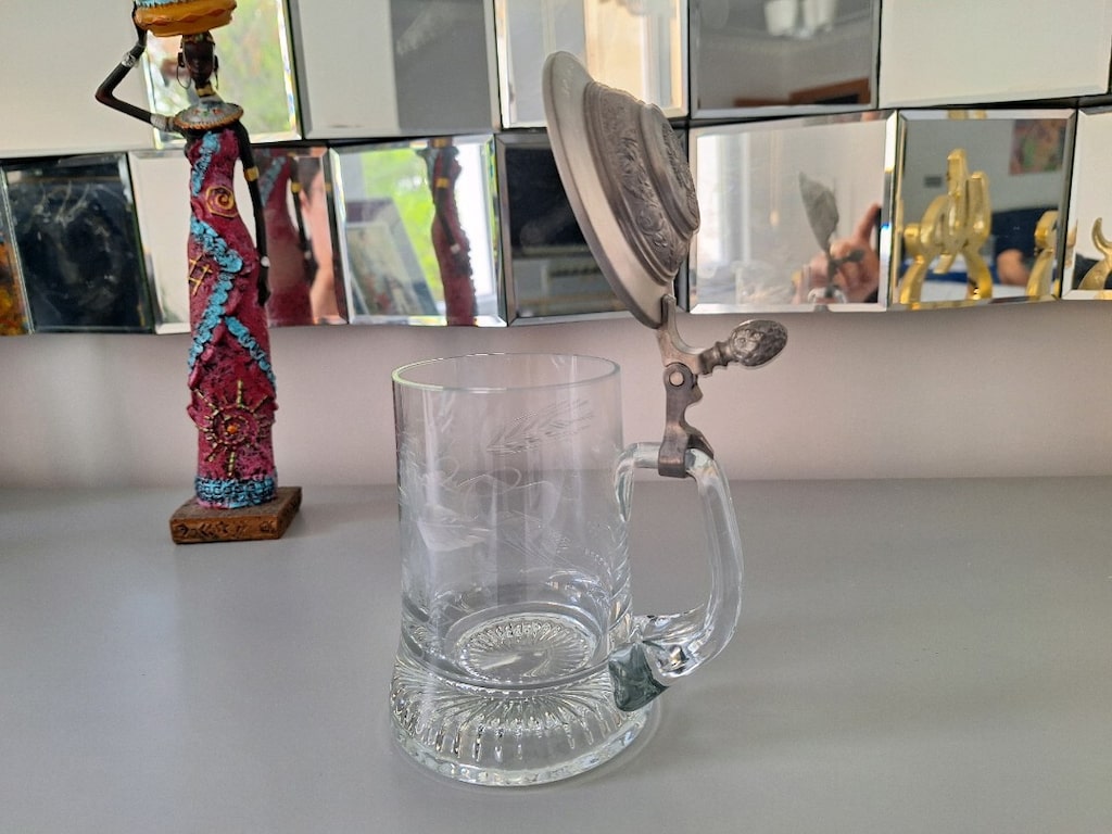 Vintage Zin Kapaklı Kristal Bira Bardağı 1977 - 2