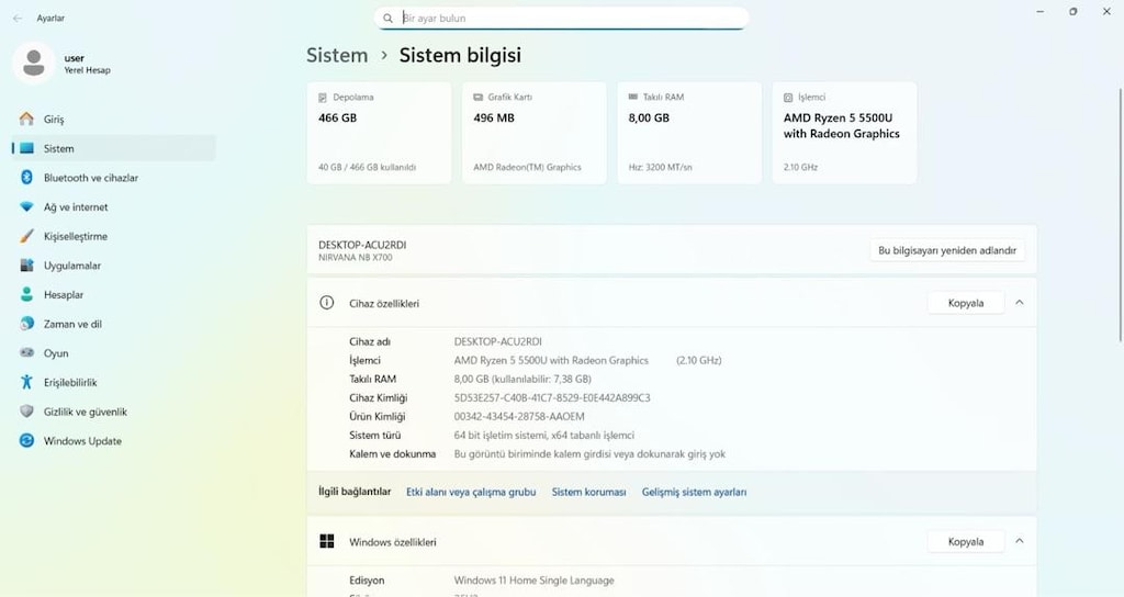 22 AY GARANTİLİ KUTULU FATURALI CASPER X700 RYZEN 5 İŞLEMCİLİ LAPTOP - 7