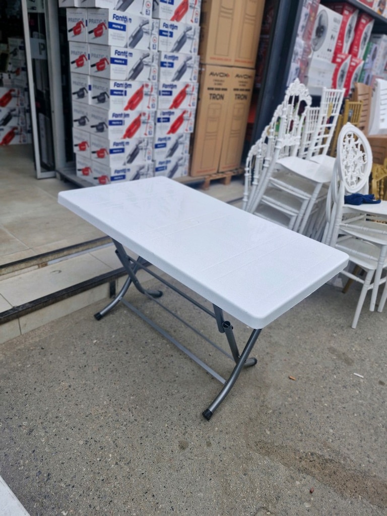 PLASTİK MASA KATLANIR BEYAZ 70X120 CM - 2