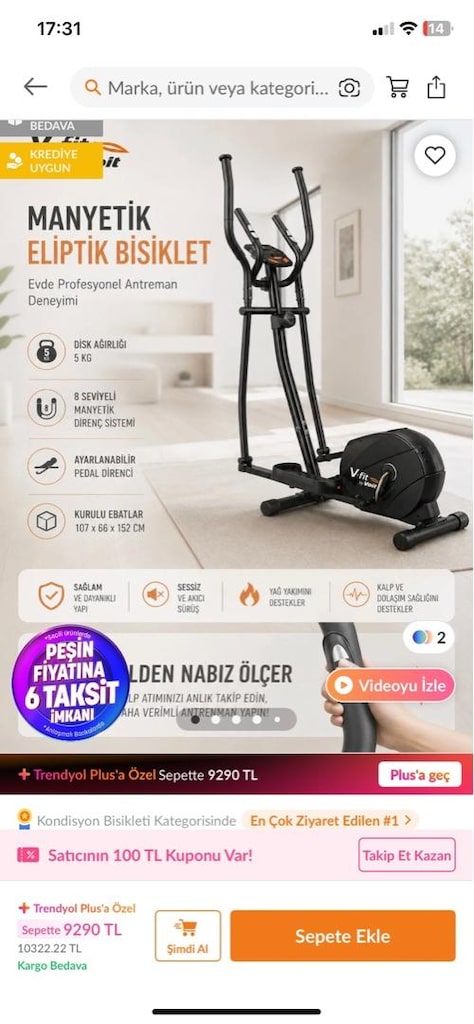 voit manyetik eliptik bisiklet - 4
