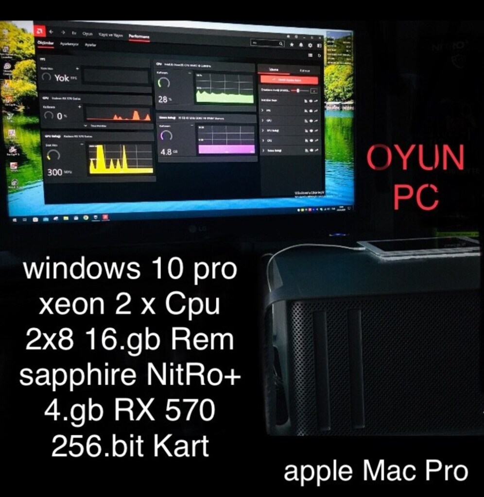 apple mac pro + nitro+ RX 570 + 16.gb rem + oyun eğlence okul iş - 14