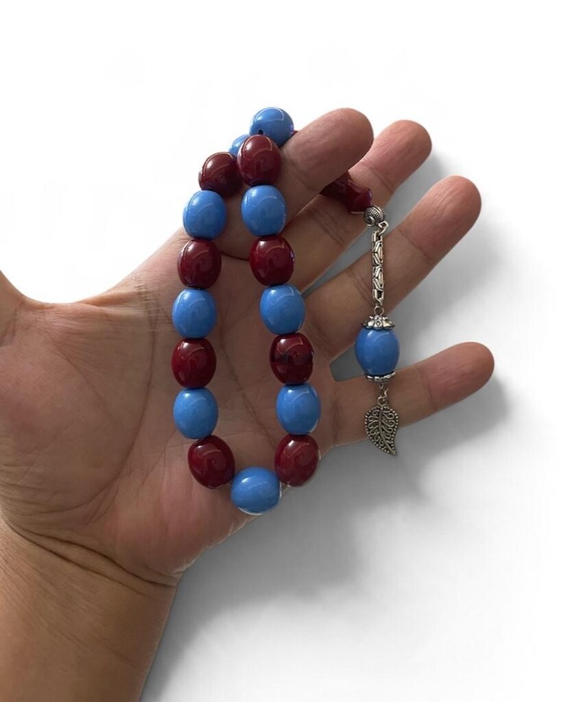 Trabzonspor Taraftar Maskot Tesbih 17 Habbe Misina İpli 14.5x13.5 mm - 2