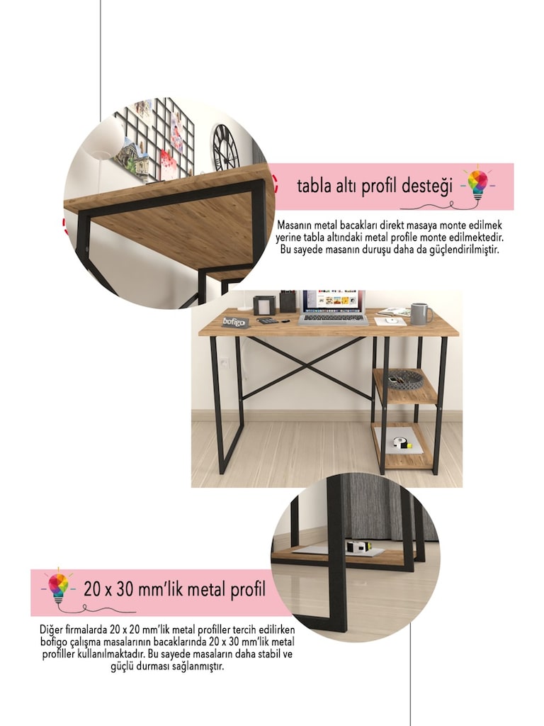 60x120 Raflı Çalışma Masası - 2