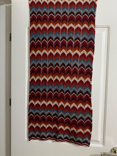 Renkli Zigzag modeli makine örgü şal