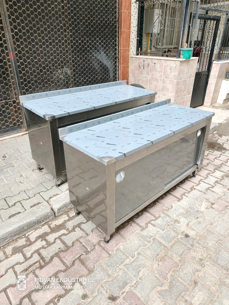 160 cm krom çalışma tezgahı krom tezgah endüstriyel hazır mutfak tezga - 3
