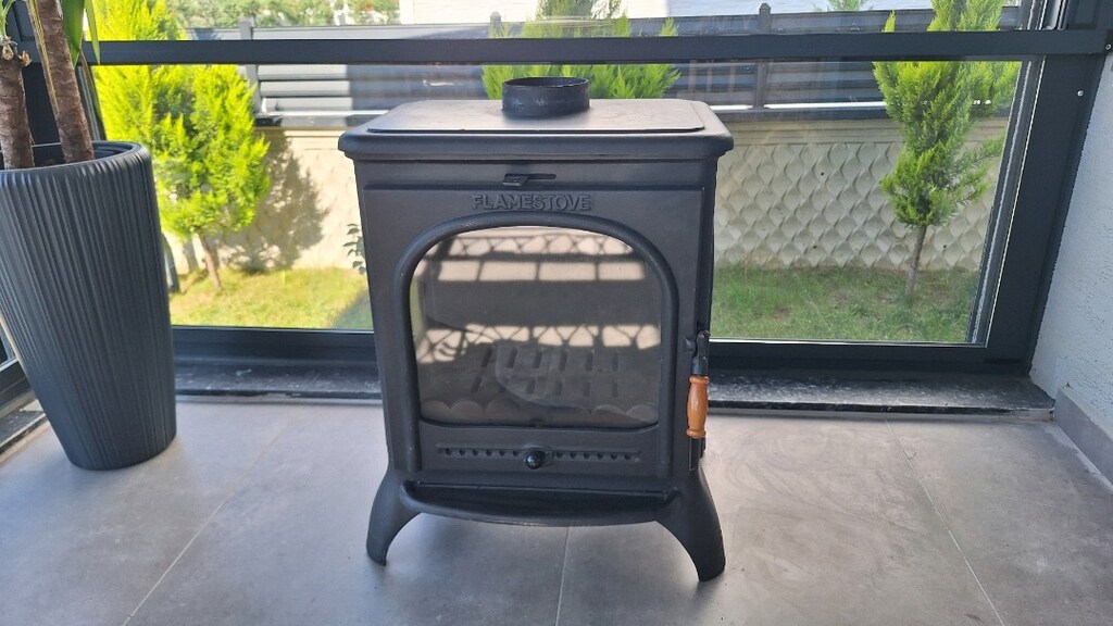 FLAME STOVE MODERN 3 CAMLI DÖKÜM SOBA - 5