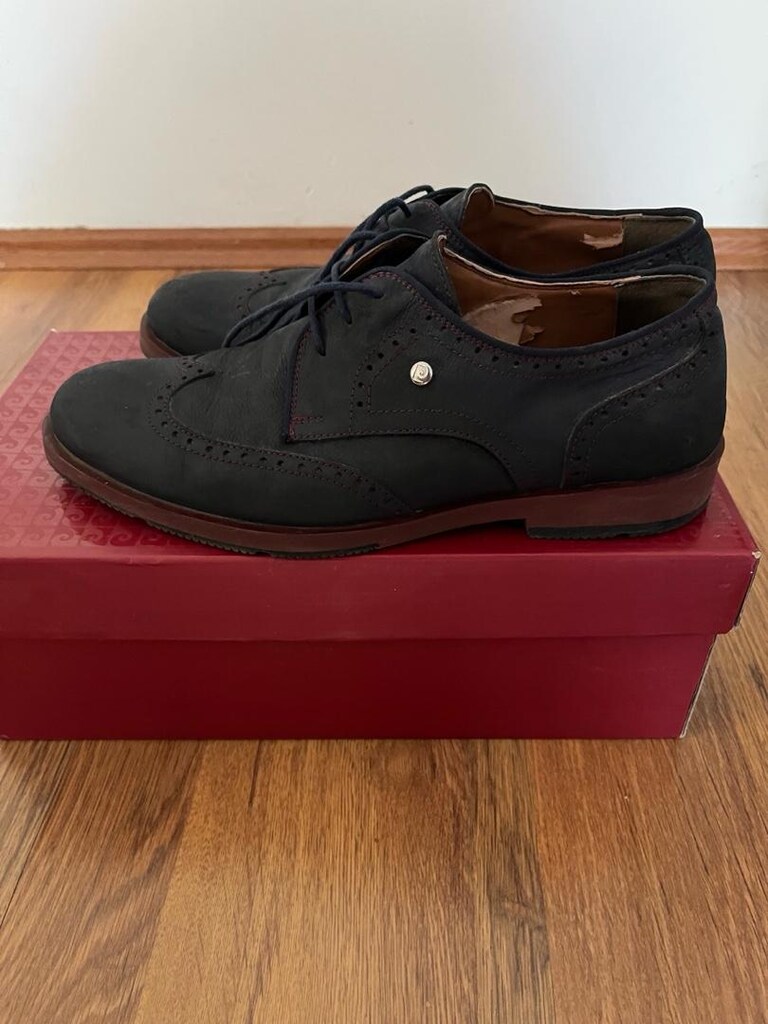 Erkek lacivert Brogue Klasik Ayakkabı - 4