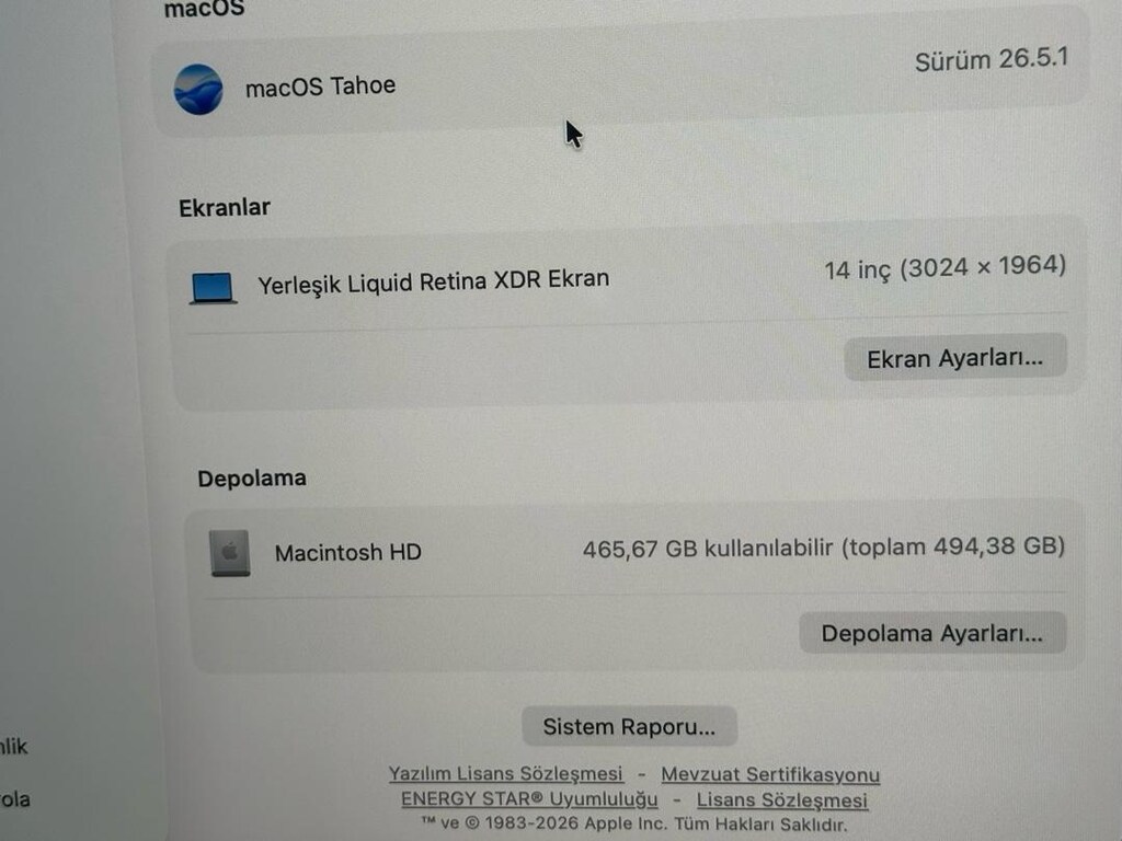 Macbook pro M3 çipli 512 gb ssd 8 gb ram pil saülığı çok iyi 14” - 3