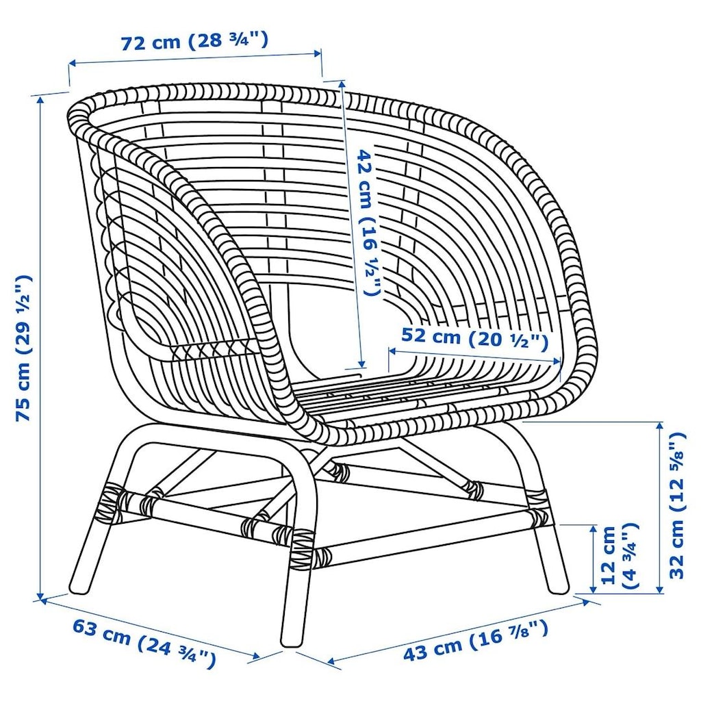 IKEA BUSKBO Rattan Koltuk Takımı + Yuvarlak Sehpa (Alanya Oba) - 6