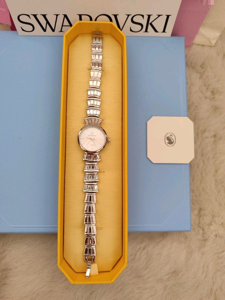 Swarovski Silver Kasa Beyaz Kadran Taşlı Saat - 3