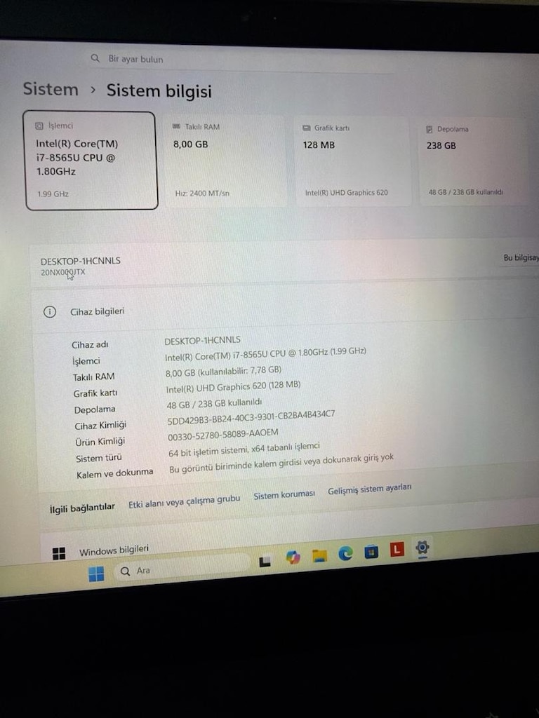 Lenovo Thinkpad T490s İ7 8.Nesil 8GB Ram 256GB Disk - 7