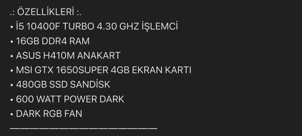 240Hz Monitörlü GTX 1650 Super Oyuncu PC Seti – Komple Set - 4