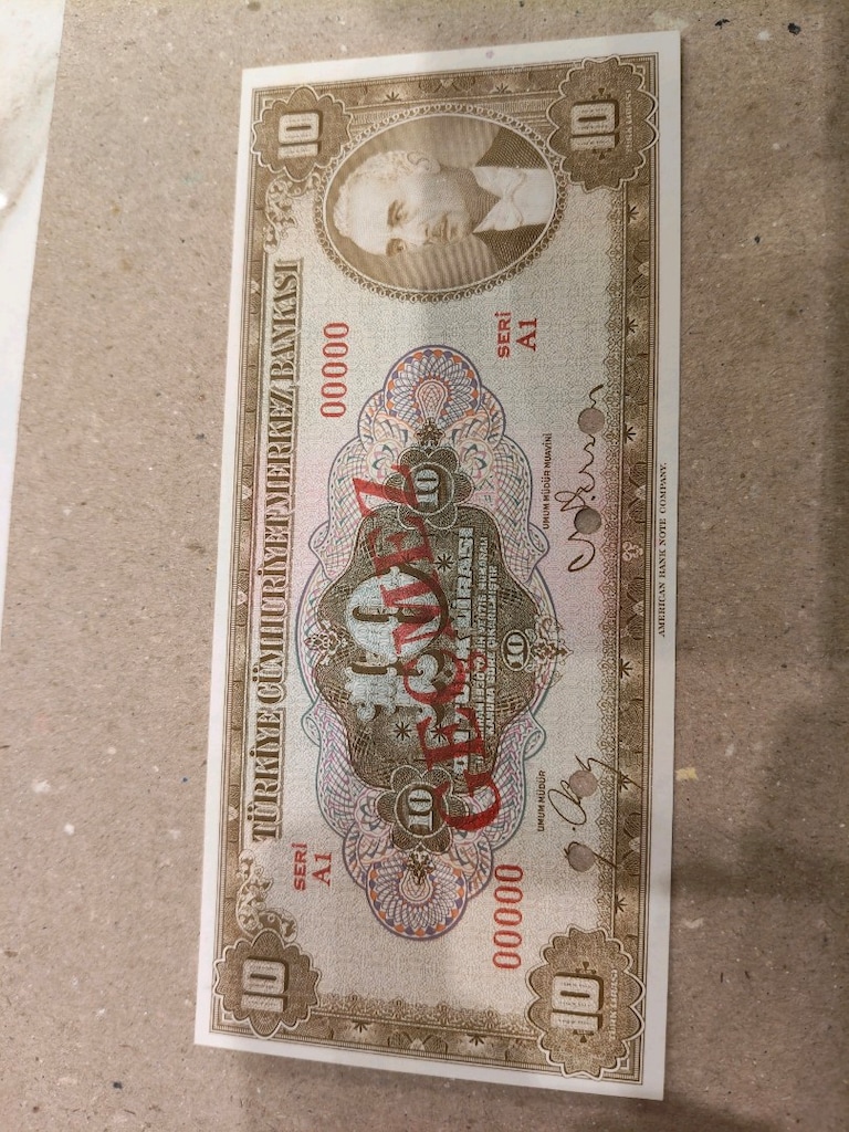 Nümizmatik Nadir Parça: 4. Emisyon 2. Tertip 10 Lira "Specimen" - 5