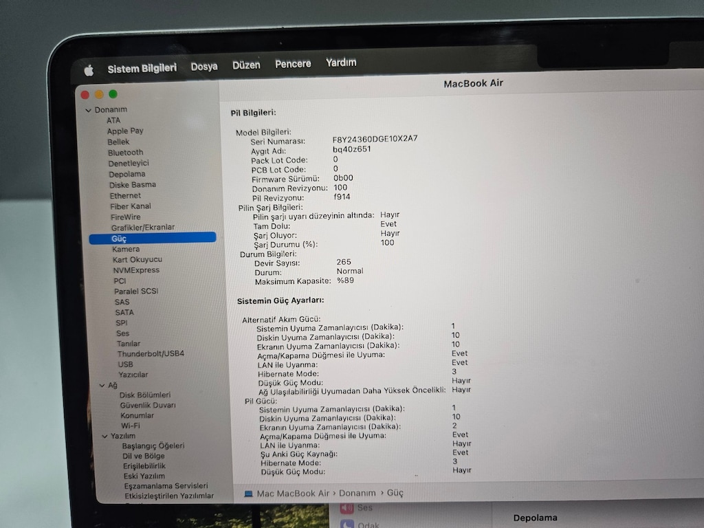 MACBOOK AİR M2 +13.6 İNÇ + 16 GB RAM + PİLSAĞLIĞI %89 + - 9