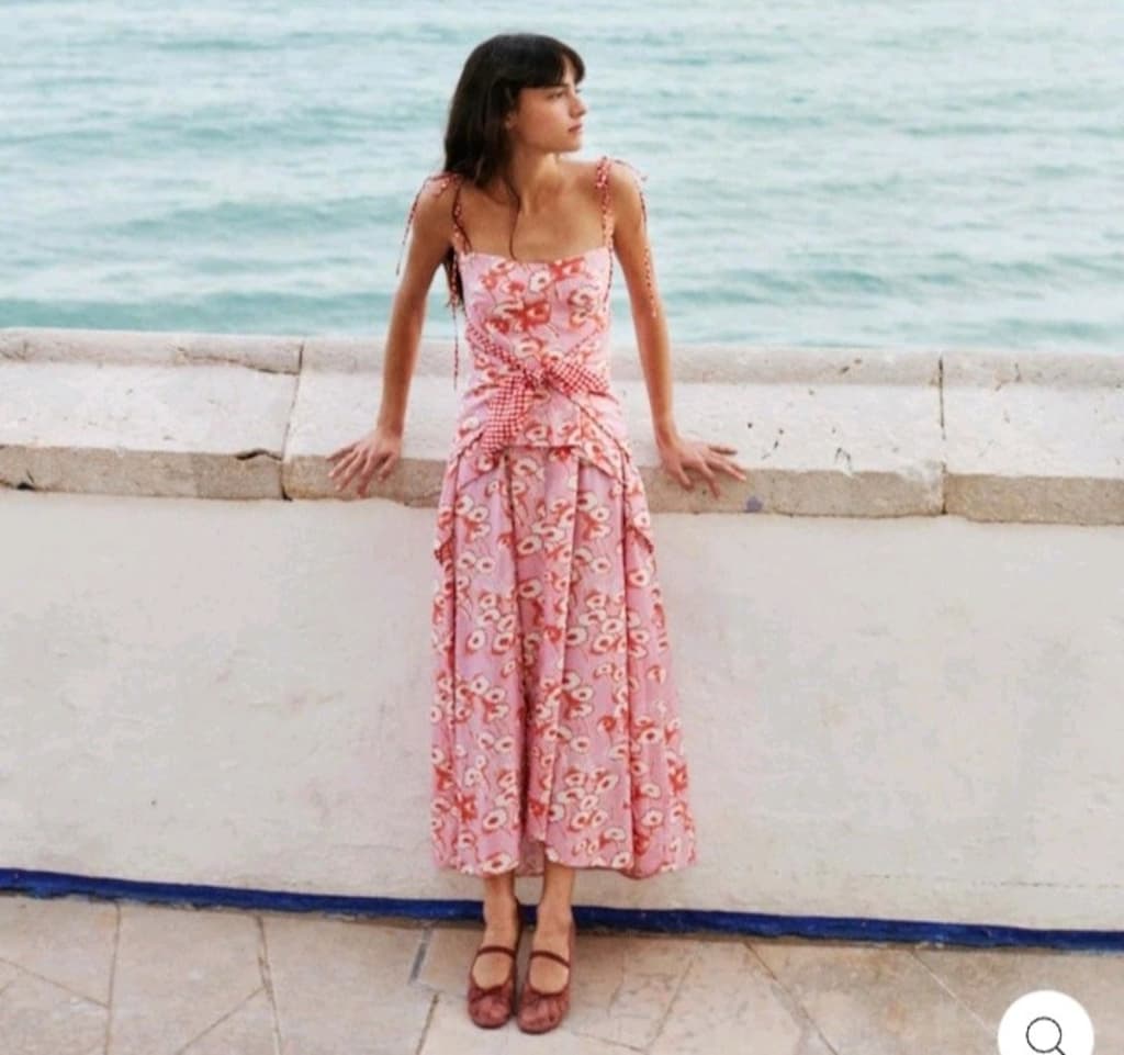 Pembe desenli Elbise - 4