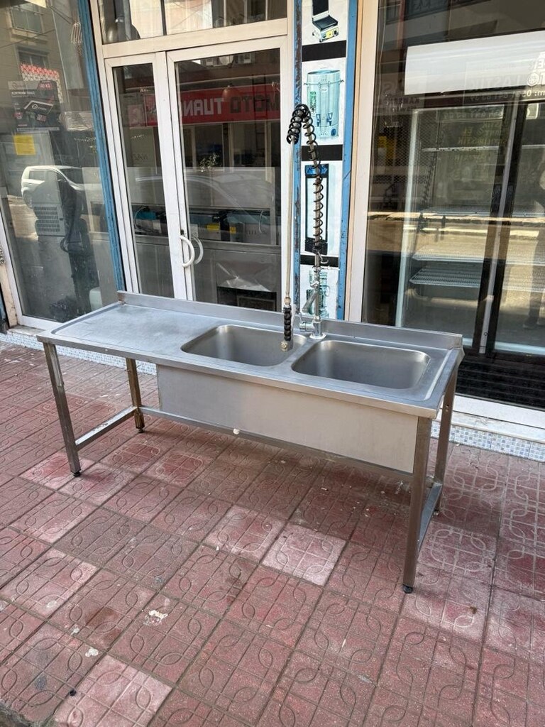 krom tezgah evyeli krom tezgah çift evyeli krom tezgah makine girişli - 5
