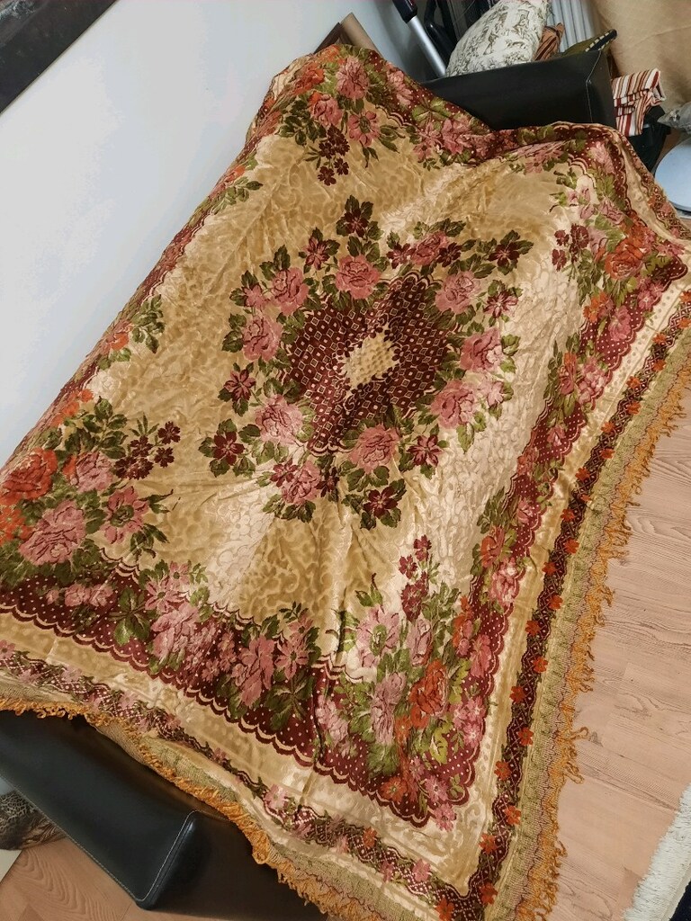 Alman vintage ipek kadife yatak koltuk örtüsü