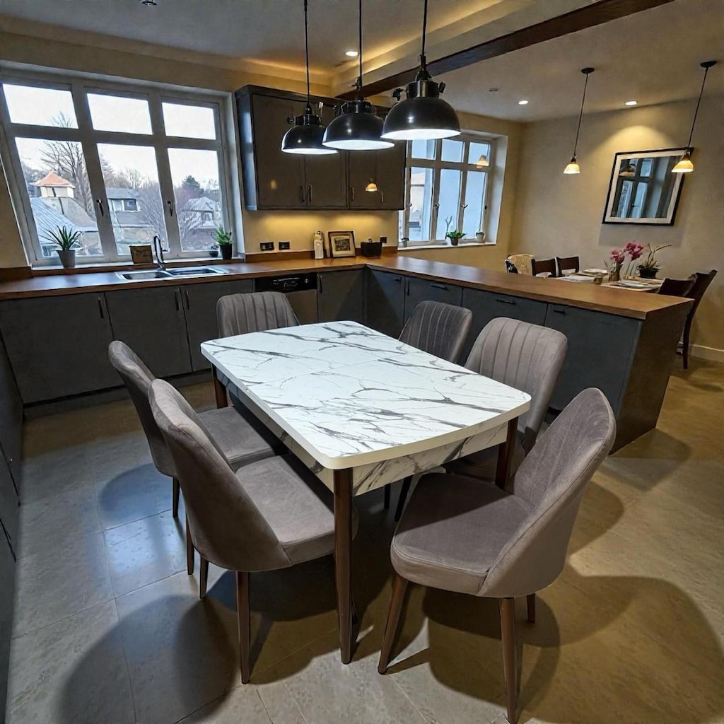 yemek masası açılır 6 sandalye - 11
