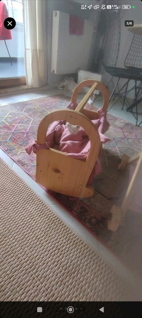ahşap oyuncak beşik ..bebek arabası - 3