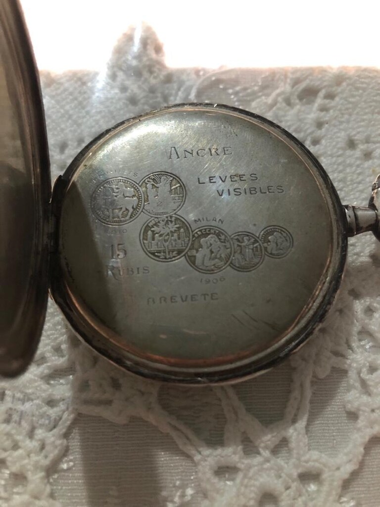 Ancre 1910 yıllar gümüş kasa cep saati - 4