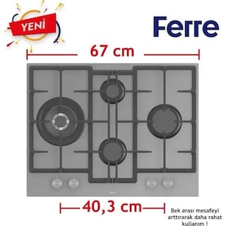 Ferre ED078 - 67 cm Döküm Izg.önden Düğme Gri Cam Ocak 2yıl garantili - 4