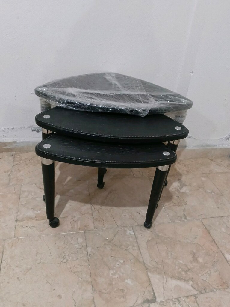 Deri kaplama Siyah 3'lü sehpa - 2