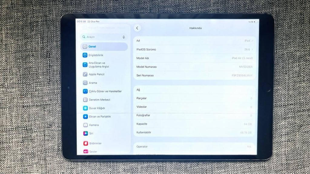 IPAD AİR 3 64 GB SİYAH 7.000₺ - 2